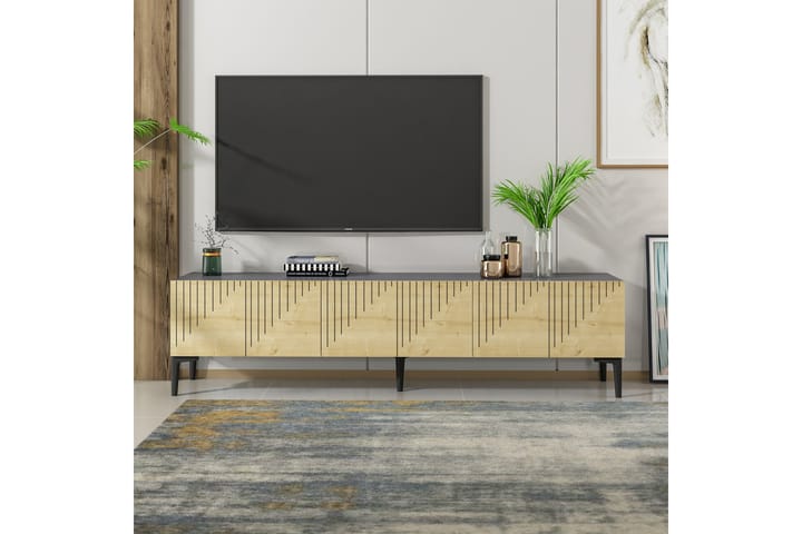 Artemis tv-taso 180x37 cm ruskea/musta - Hanah Home - Huonekalut - TV- & Mediakalusteet - Tv taso & Mediataso