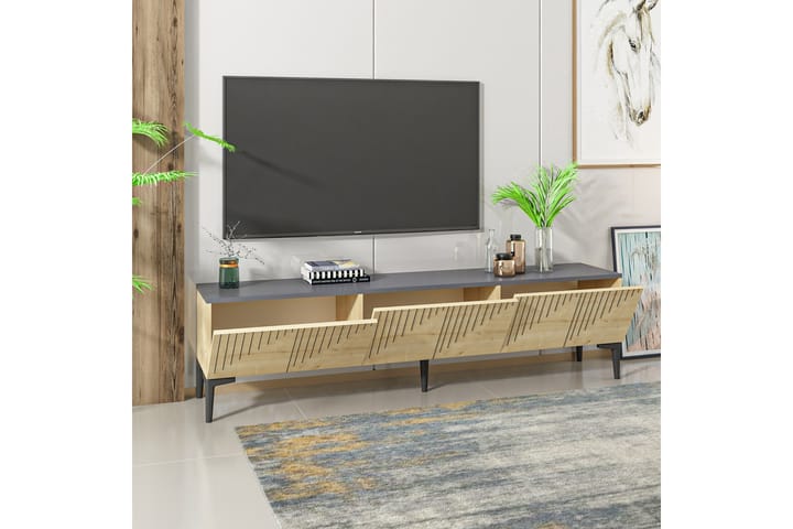 Artemis tv-taso 180x37 cm ruskea/musta - Hanah Home - Huonekalut - TV- & Mediakalusteet - Tv taso & Mediataso