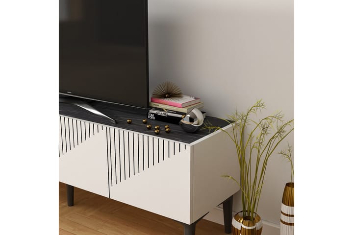 Draw tv-taso 154x37 cm valkoinen/musta - Hanah Home - Huonekalut - TV- & Mediakalusteet - Tv taso & Mediataso