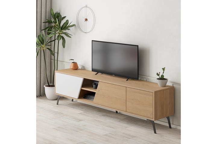 Fiona tv-taso 180x35,6 cm ruskea/valkoinen - Hanah Home - Huonekalut - TV- & Mediakalusteet - Tv taso & Mediataso