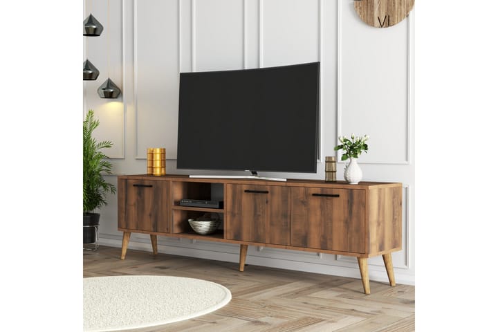 Essexa tv-taso 180x35 cm ruskea - Hanah Home - Huonekalut - TV- & Mediakalusteet - Tv taso & Mediataso