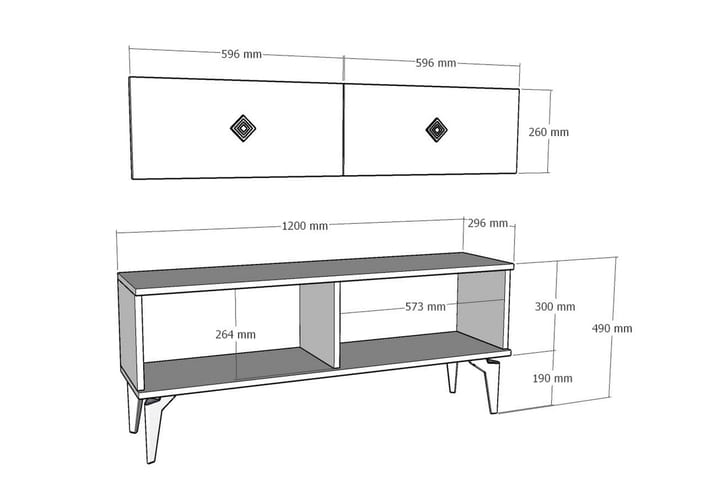 Arel Tv-taso 120 cm - Valkoinen/Kulta - Huonekalut - TV- & Mediakalusteet - Tv taso & Mediataso