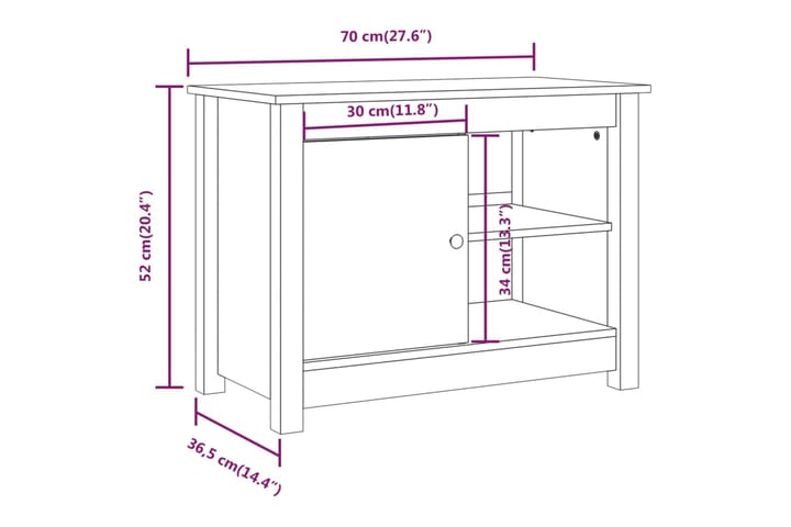 beBasic TV-kaappi harmaa 70x36,5x52 cm täysi mänty - Harmaa - Huonekalut - TV- & Mediakalusteet - Tv taso & Mediataso