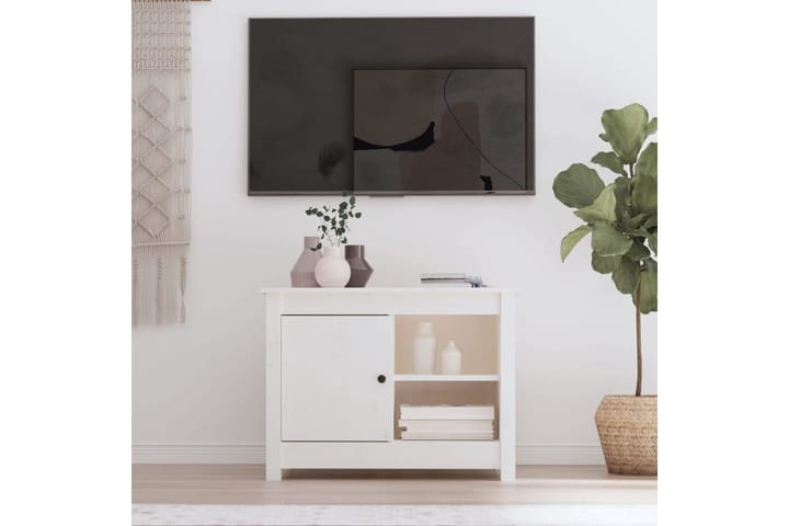 beBasic TV-kaappi valkoinen 70x36,5x52 cm täysi mänty - Valkoinen - Huonekalut - TV- & Mediakalusteet - Tv taso & Mediataso