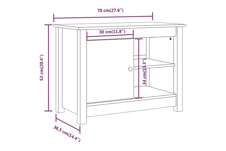 beBasic TV-kaappi valkoinen 70x36,5x52 cm täysi mänty - Valkoinen - Huonekalut - TV- & Mediakalusteet - Tv taso & Mediataso