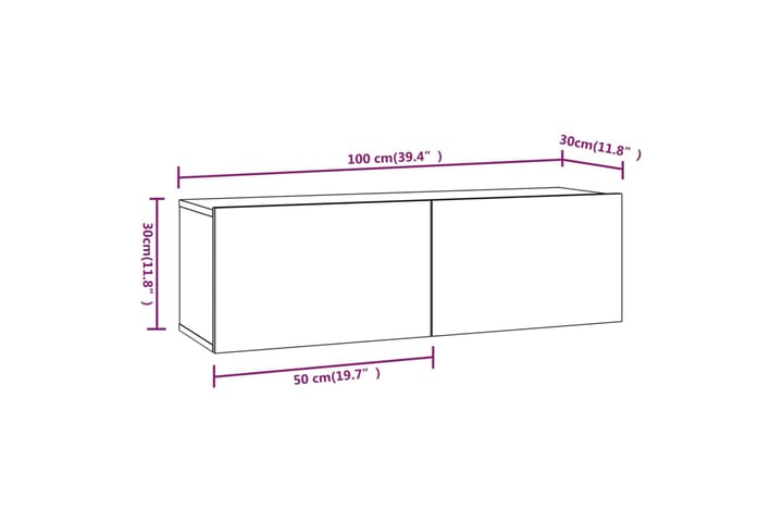 beBasic TV-seinäkaapit 4 kpl ruskea tammi 100x30x30 cm - Ruskea - Huonekalut - TV- & Mediakalusteet - Tv taso & Mediataso