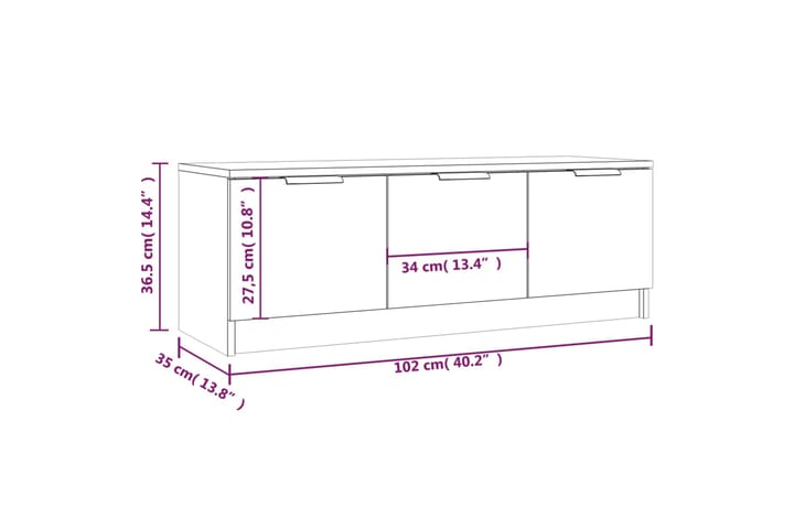 beBasic TV-taso betoninharmaa 102x35x36,5 cm tekninen puu - Harmaa - Huonekalut - TV- & Mediakalusteet - Tv taso & Mediataso