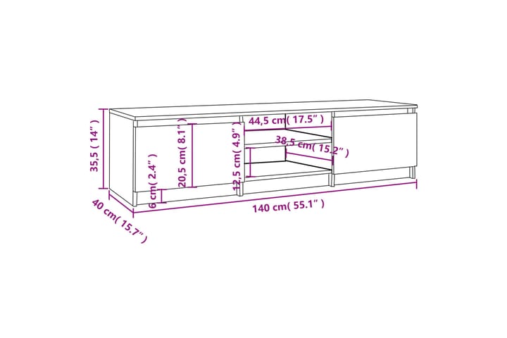 beBasic TV-taso harmaa Sonoma 140x40x35,5 cm tekninen puu - Harmaa - Huonekalut - TV- & Mediakalusteet - Tv taso & Mediataso