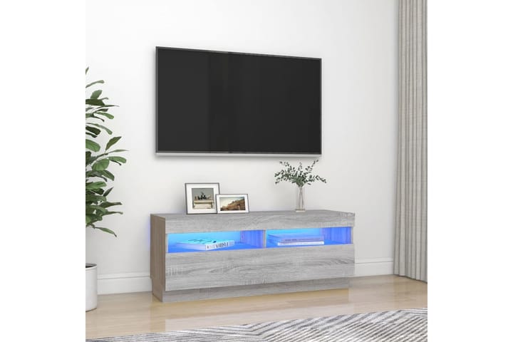 beBasic TV-taso LED-valoilla harmaa Sonoma 100x35x40 cm - Harmaa - Huonekalut - TV- & Mediakalusteet - Tv taso & Mediataso