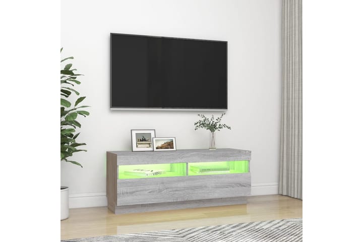 beBasic TV-taso LED-valoilla harmaa Sonoma 100x35x40 cm - Harmaa - Huonekalut - TV- & Mediakalusteet - Tv taso & Mediataso