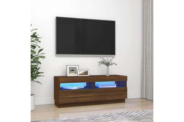 beBasic TV-taso LED-valoilla ruskea tammi 100x35x40 cm - Ruskea - Tv taso & Mediataso