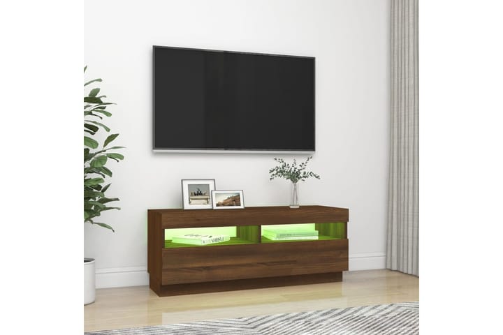 beBasic TV-taso LED-valoilla ruskea tammi 100x35x40 cm - Ruskea - Huonekalut - TV- & Mediakalusteet - Tv taso & Mediataso