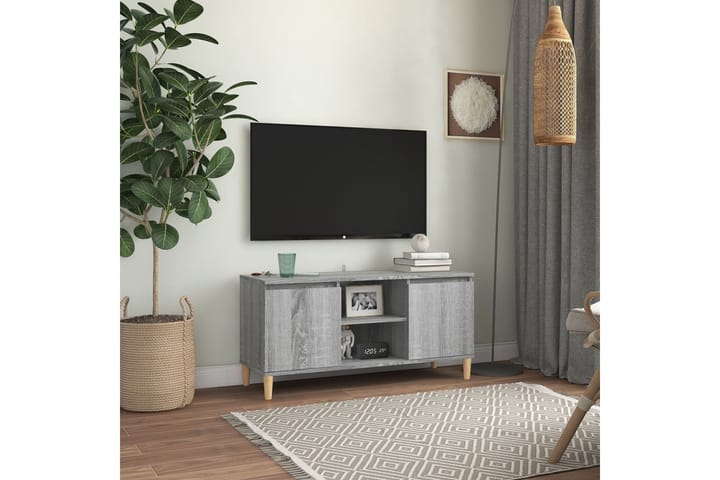 beBasic TV-taso täyspuiset jalat harmaa Sonoma 103,5x35x50 cm - Harmaa - Huonekalut - TV- & Mediakalusteet - Tv taso & Mediataso