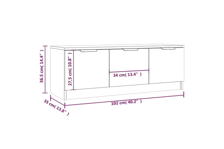 beBasic TV-taso valkoinen 102x35x36,5 cm tekninen puu - Valkoinen - Huonekalut - TV- & Mediakalusteet - Tv taso & Mediataso