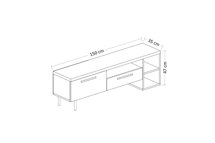 Chaclla Tv-taso 150 cm - Valkoinen/Kulta - Huonekalut - TV- & Mediakalusteet - Tv taso & Mediataso