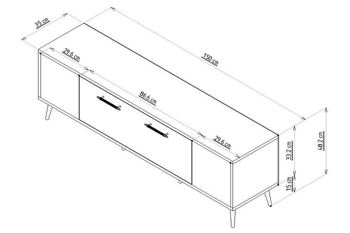 Detas Tv-taso 150 cm - Antrasiitti/Hopea - Huonekalut - TV- & Mediakalusteet - Tv taso & Mediataso