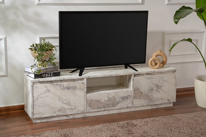 Gulliver Tv-taso 160x30 cm - Vaalea Beige/Marmori - Huonekalut - TV- & Mediakalusteet - Tv taso & Mediataso