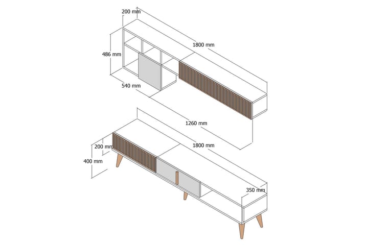 Lissione Tv-taso 180 cm - Pähkinäpuu/Beige - Huonekalut - TV- & Mediakalusteet - Tv taso & Mediataso