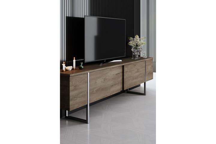 Luxe Tv-taso 180 cm - Pähkinäpuu/Hopea - Huonekalut - TV- & Mediakalusteet - Tv taso & Mediataso