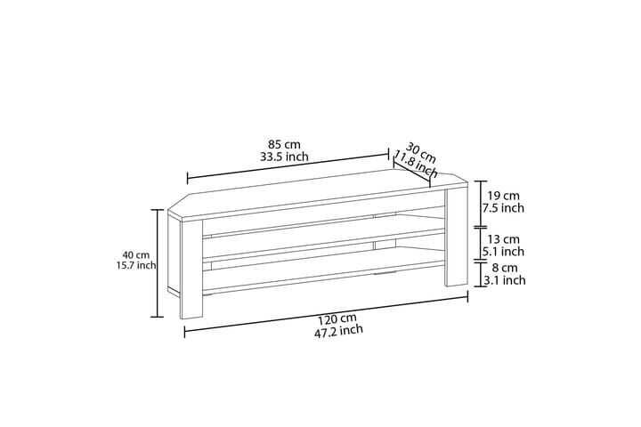 Oderzo TV-taso 120 cm - Harmaa - Huonekalut - TV- & Mediakalusteet - Tv taso & Mediataso