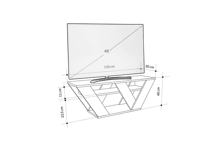 Pipralla Tv-taso 110 cm - Valkoinen Marmori - Huonekalut - TV- & Mediakalusteet - Tv taso & Mediataso