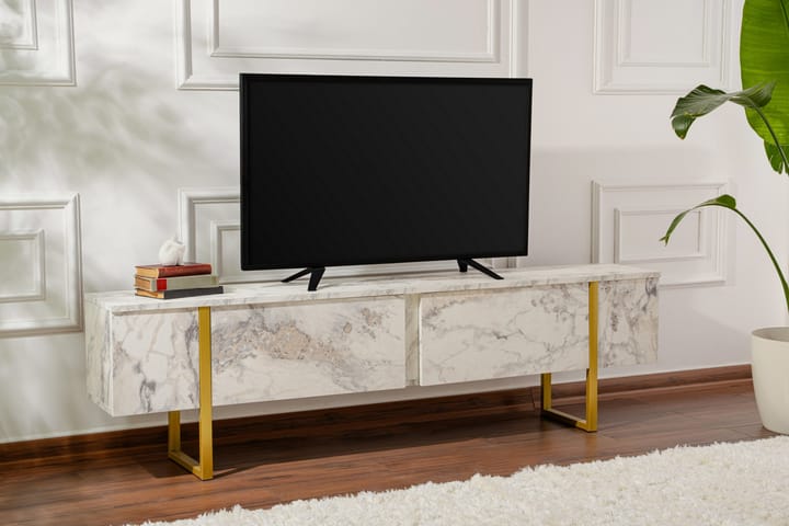 Serenity Tv-taso 180x30 cm - Marmori/Kulta - Huonekalut - TV- & Mediakalusteet - Tv taso & Mediataso