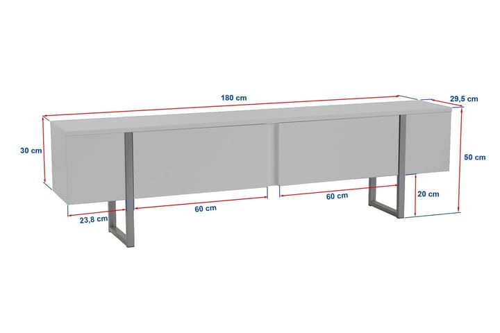 Serenity Tv-taso 180x30 cm - Valkoinen/Kulta - Huonekalut - TV- & Mediakalusteet - Tv taso & Mediataso