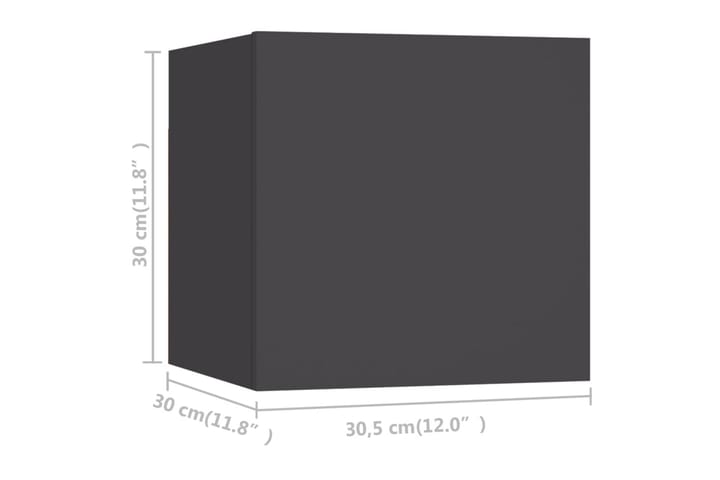 Seinäkiinnitettävä TV-taso 8 kpl harmaa 30,5x30x30 cm - Huonekalut - TV- & Mediakalusteet - TV-kaappi