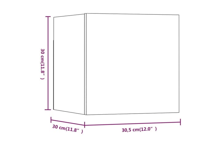 Seinäkiinnitettävät TV-kaapit 8 kpl savutammi 30,5x30x30 cm - Ruskea - Huonekalut - TV- & Mediakalusteet - TV-kaappi