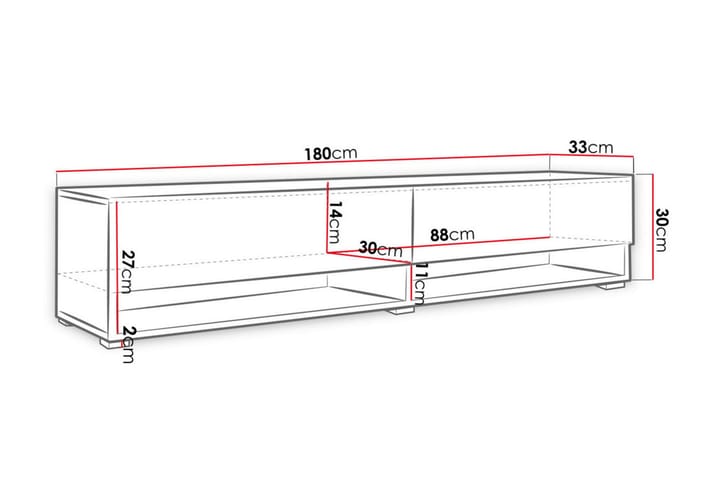 Tv-taso Bulvine 180 cm RGB LED - Valkoinen - Huonekalut - TV- & Mediakalusteet - TV-kaappi