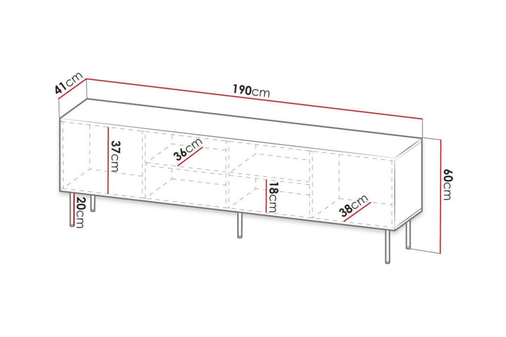 TV-taso Juniskär 190 cm - Musta - Huonekalut - TV- & Mediakalusteet - TV-kaappi