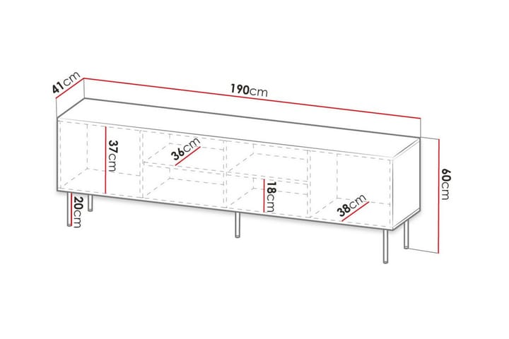 TV-taso Juniskär 190 cm - Valkoinen - Huonekalut - TV- & Mediakalusteet - TV-kaappi