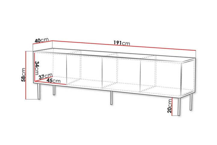 TV-taso Juniskär 191 cm - Pähkinä - Huonekalut - TV- & Mediakalusteet - TV-kaappi
