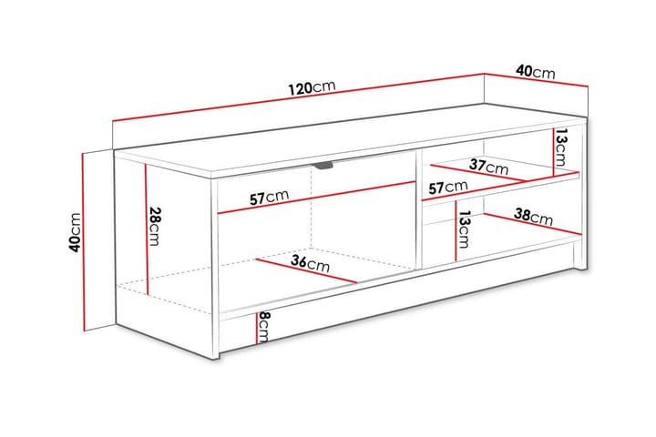 TV-taso Kintore 120 cm - Musta - Huonekalut - TV- & Mediakalusteet - TV-kaappi