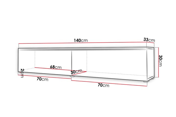 Tv-taso Lourmais 140 cm Valkoinen LED - Luonnonväri/Musta - Huonekalut - TV- & Mediakalusteet - TV-kaappi