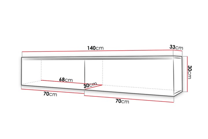 Tv-taso Lourmais 140 cm Valkoinen LED - Luonnonväri/Musta - Huonekalut - TV- & Mediakalusteet - TV-kaappi