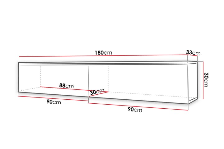 Tv-taso Lourmais 180 cm Valkoinen LED - Luonnonväri - Huonekalut - TV- & Mediakalusteet - TV-kaappi