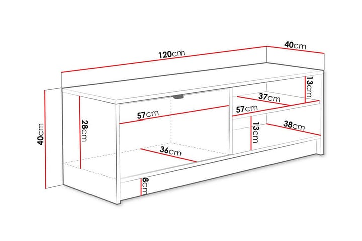 TV-taso Novaj 120 cm - Valkoinen - Huonekalut - TV- & Mediakalusteet - TV-kaappi