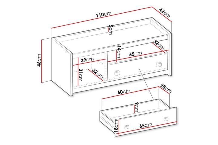 TV-taso Rathmore 110 cm - Harmaa - Huonekalut - TV- & Mediakalusteet - TV-kaappi