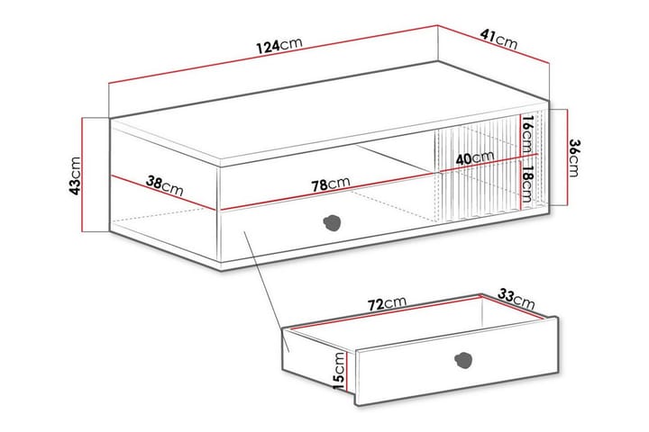 TV-taso Rosehall 124 cm - Musta - Huonekalut - TV- & Mediakalusteet - TV-kaappi