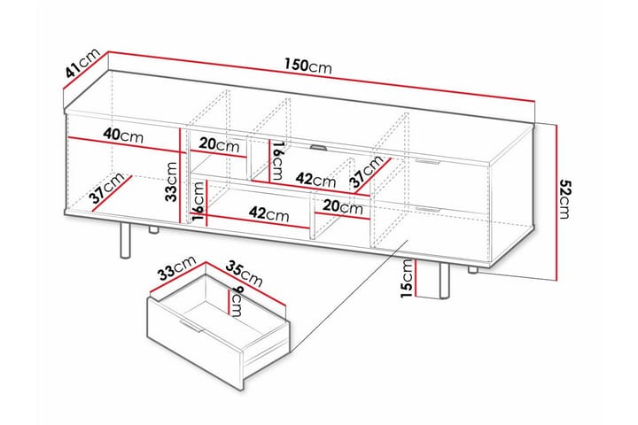 TV-taso Staffin 150 cm - Musta - Huonekalut - TV- & Mediakalusteet - TV-kaappi