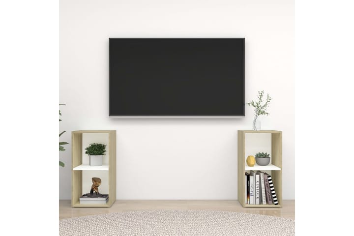 TV-tasot 2 kpl 72x35x36,5 cm Sonoma-tammi - Beige/Valkoinen - Huonekalut - TV- & Mediakalusteet - TV-kaappi