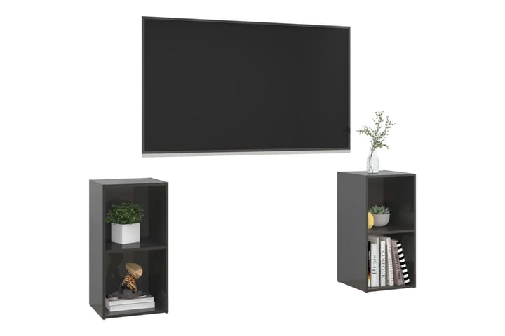 TV-tasot 2 kpl korkeakiilto harmaa 72x35x36,5 cm lastulevy - Harmaa - Huonekalut - TV- & Mediakalusteet - TV-kaappi