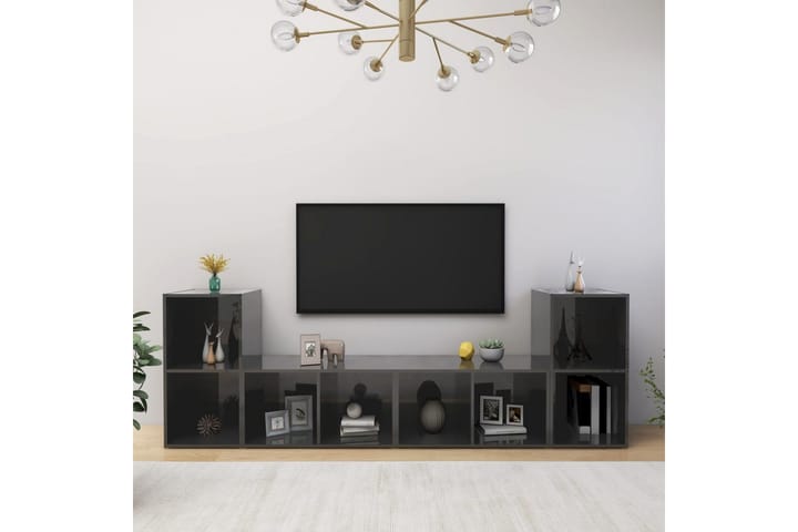 TV-tasot 4 kpl 72x35x36,5 cm - Harmaa Korkeakiilto - Huonekalut - TV- & Mediakalusteet - TV-kaappi