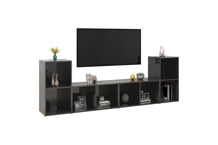 TV-tasot 4 kpl 72x35x36,5 cm - Harmaa Korkeakiilto - Huonekalut - TV- & Mediakalusteet - TV-kaappi