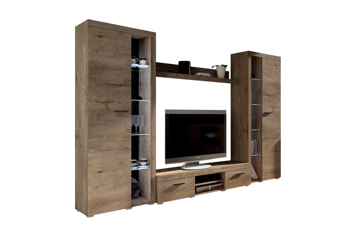 TV-kaluste Rumba 300x34x190 cm - Beige/Ruskea - Huonekalut - TV- & Mediakalusteet - TV-kalustepaketti