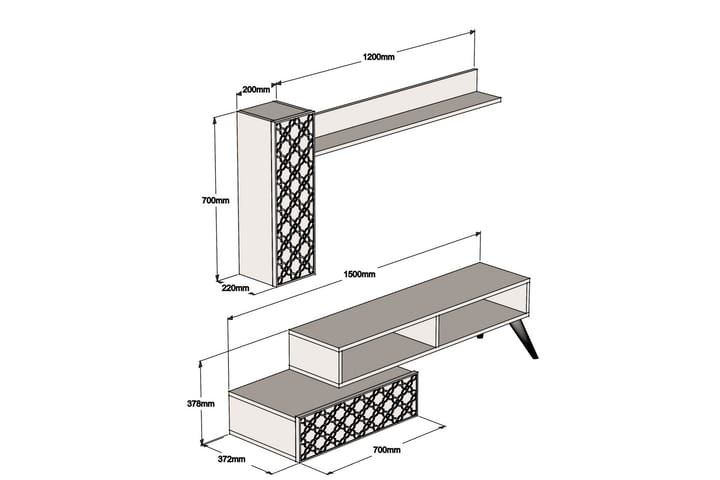 TV-kalustepaketti Amtorp 150 cm - Ruskea - Huonekalut - TV- & Mediakalusteet - TV-kalustepaketti