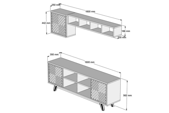 TV-kalustepaketti Amtorp 160 cm - Keltainen - Huonekalut - TV- & Mediakalusteet - TV-kalustepaketti