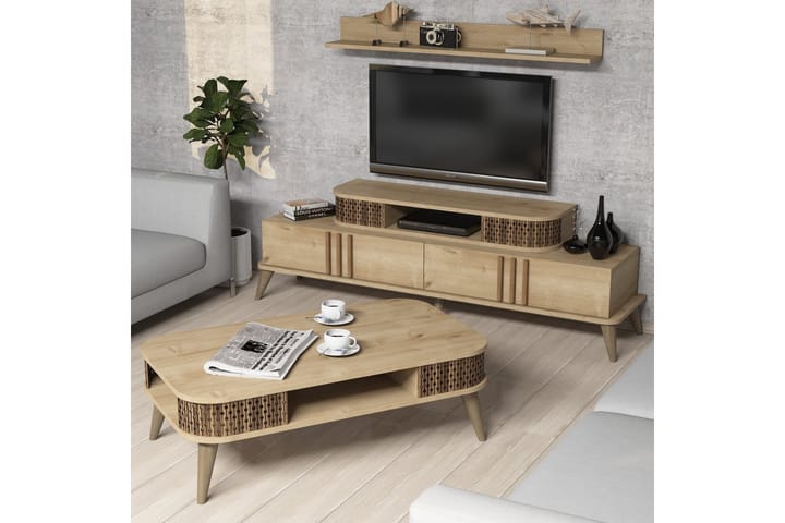 TV-kalustepaketti Amtorp 168 cm - Beige - Huonekalut - TV- & Mediakalusteet - TV-kalustepaketti