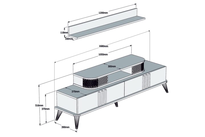 TV-kalustepaketti Amtorp 168 cm - Beige - Huonekalut - TV- & Mediakalusteet - TV-kalustepaketti